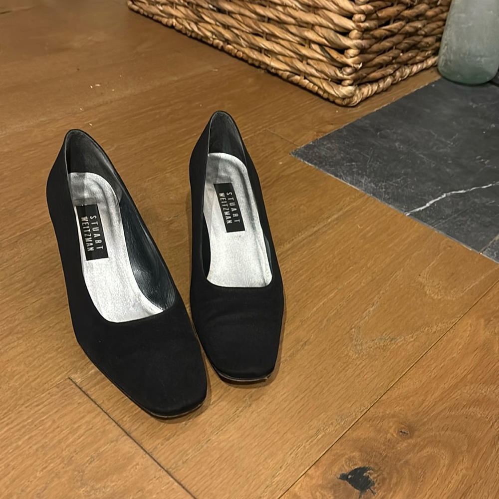 Stuart Whitman classic square toe, 2” chuncky heel black shoe